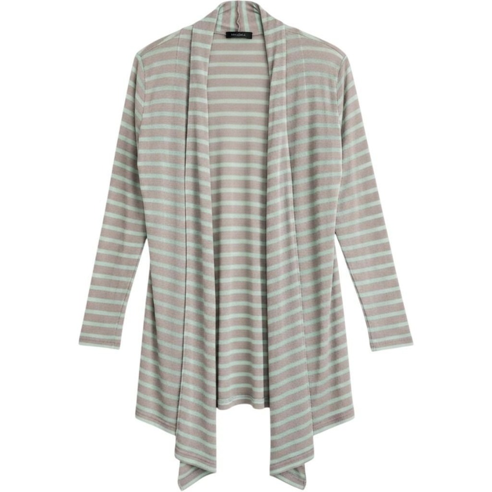 Vertigo Striped Cardigan Grey Mint Green Size M Open Hi-Lo Lightweight Layers